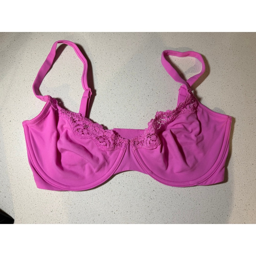 SKIMS Pink Lace-Trim Underwire Bra